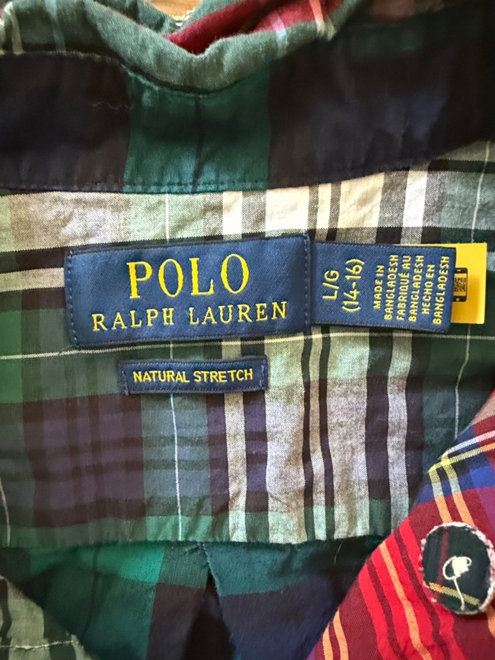 Polo by Ralph Lauren Red & Green Plaid Patchwork Button-Down Shirt - Picture 2 of 2